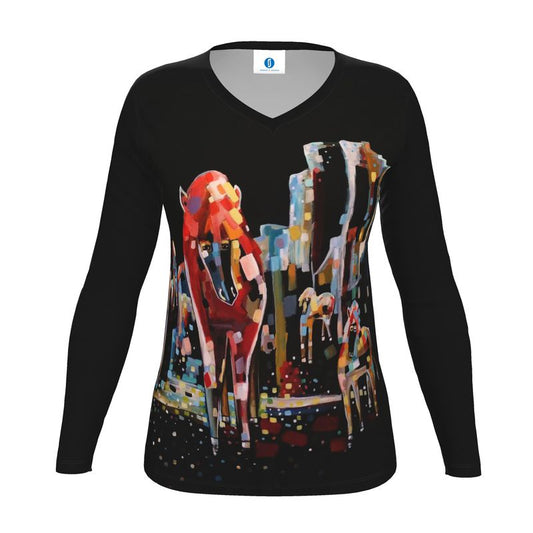Forustuhestur Icelandic horse women's long sleeve tee – wearable art by Jónsson & Jensson, handmade to order